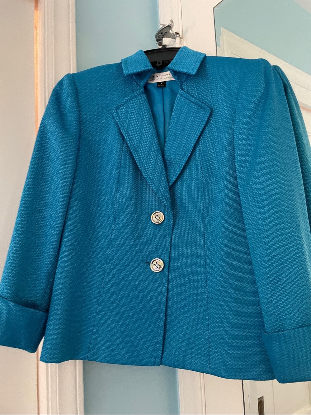 Tahari Arthur S. Levine Turquoise Textured Blazer
